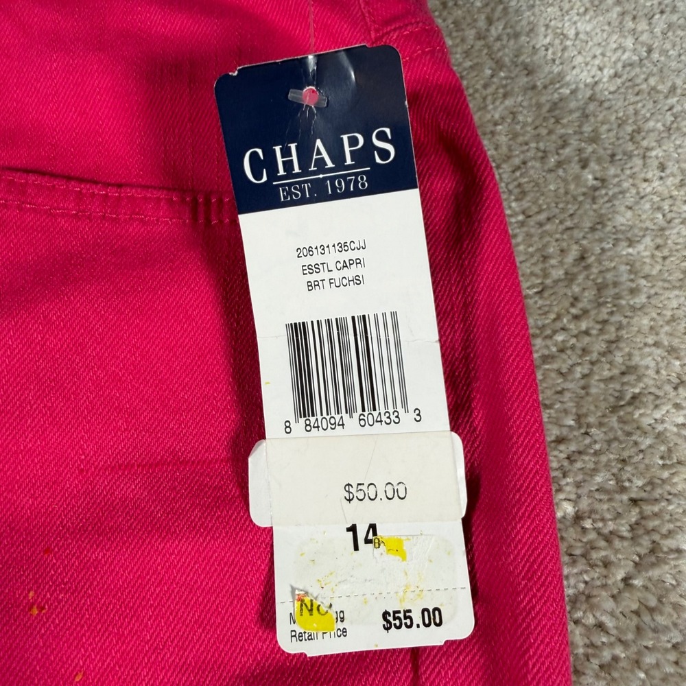 Chaps Essential Capri Pants Womens 14 Bright Fuchsia Pink Slimming Fit NEW - Picture 3 of 11
